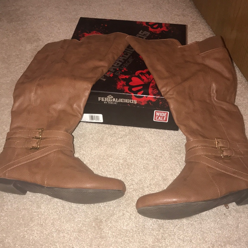 Fergalicious Wide Calf Boots -Tan